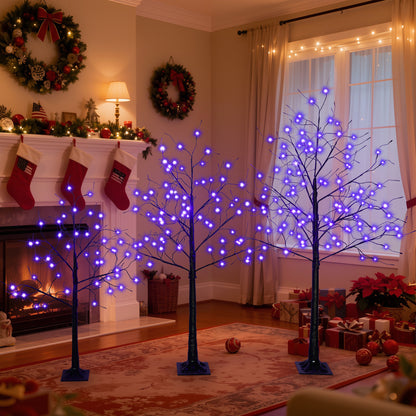 3 Pac Christmas Tree with Purple Lights, 4FT 5FT and 6FT, Lighted Black Tree for Christmas Decoration image 2