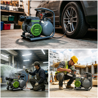 Oil Free Air Compressor, Quiet Low Noise Portable Air Compressor with Tank, 110V High Pressure Pneumatic Pump for Garage, Workshop, Woodworking, Tire Inflation image 9