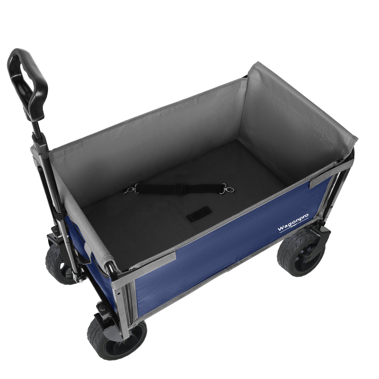 Upgraded 5*2" Wide Wheels, All-in-One Convertible Folding Trolley with Full-Side Opening & Dog Leash, Versatile Seating & Storage, 220Lbs Capacity for Camping, Beach, Shopping, Dark blue image 7
