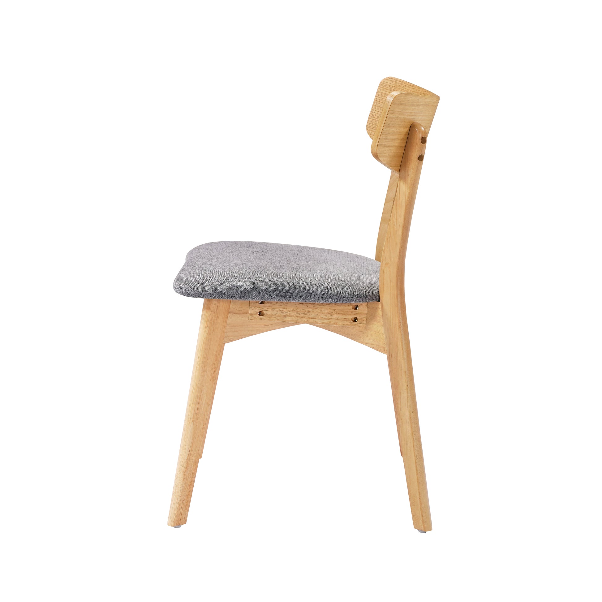 Mid-Century Walnut Finished Frame Upholstered Dining Chairs,Set of 2, Dark Grey+Natural image 8