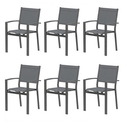 Set of 6, Heavy duty Metal Grey Outdoor Patio Chair – All Weather Textilene image 11