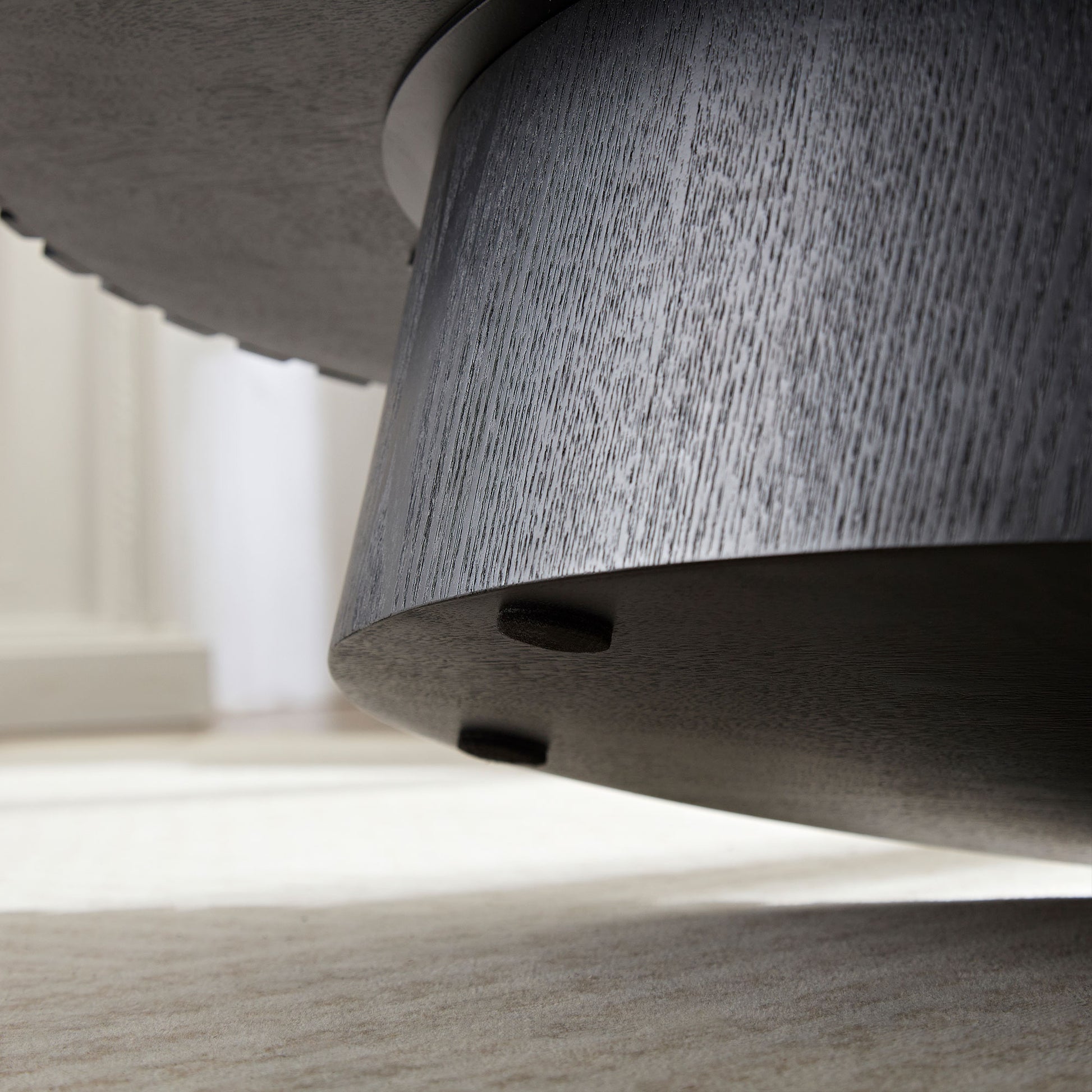 Modern Handcraft Drum Coffee Table Length 43.7 inch Ellipse Coffee Table for Living Room,Oval Small Coffee Table with Sturdy Pedestal,Black MDF image 9