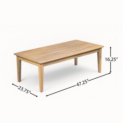 Outdoor Acacia Wood Loveseat with Coffee Table, Light Teak Frame, Beige Cushion image 6