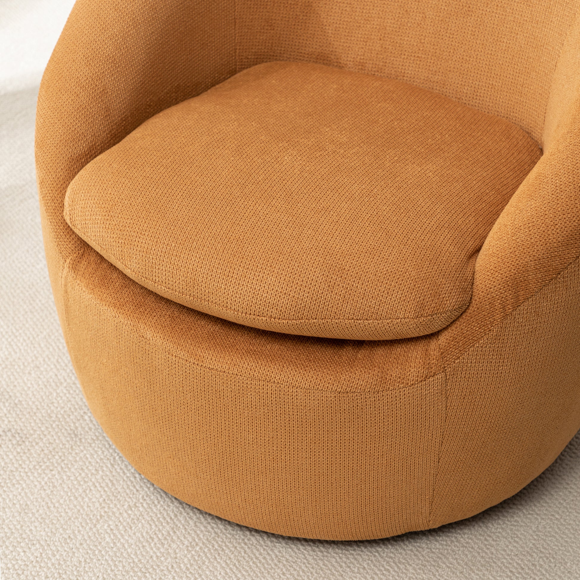 Winnie Modern Teddy Fabric Barrel Chair, 360° Swivel, Yellow image 6