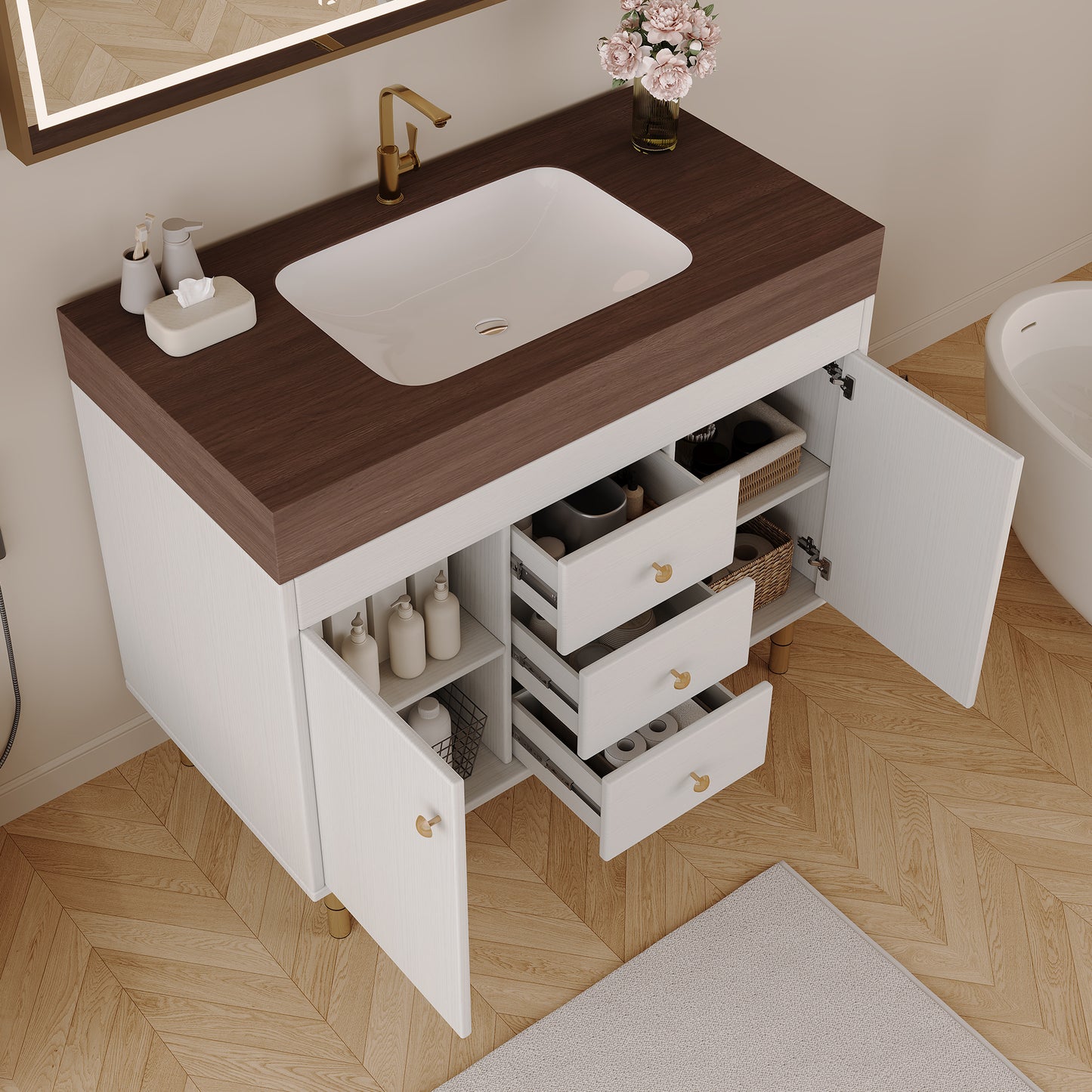36 in Modern Free-standing Bathroom Vanity with Ceramic Sink & Ample Storage image 6