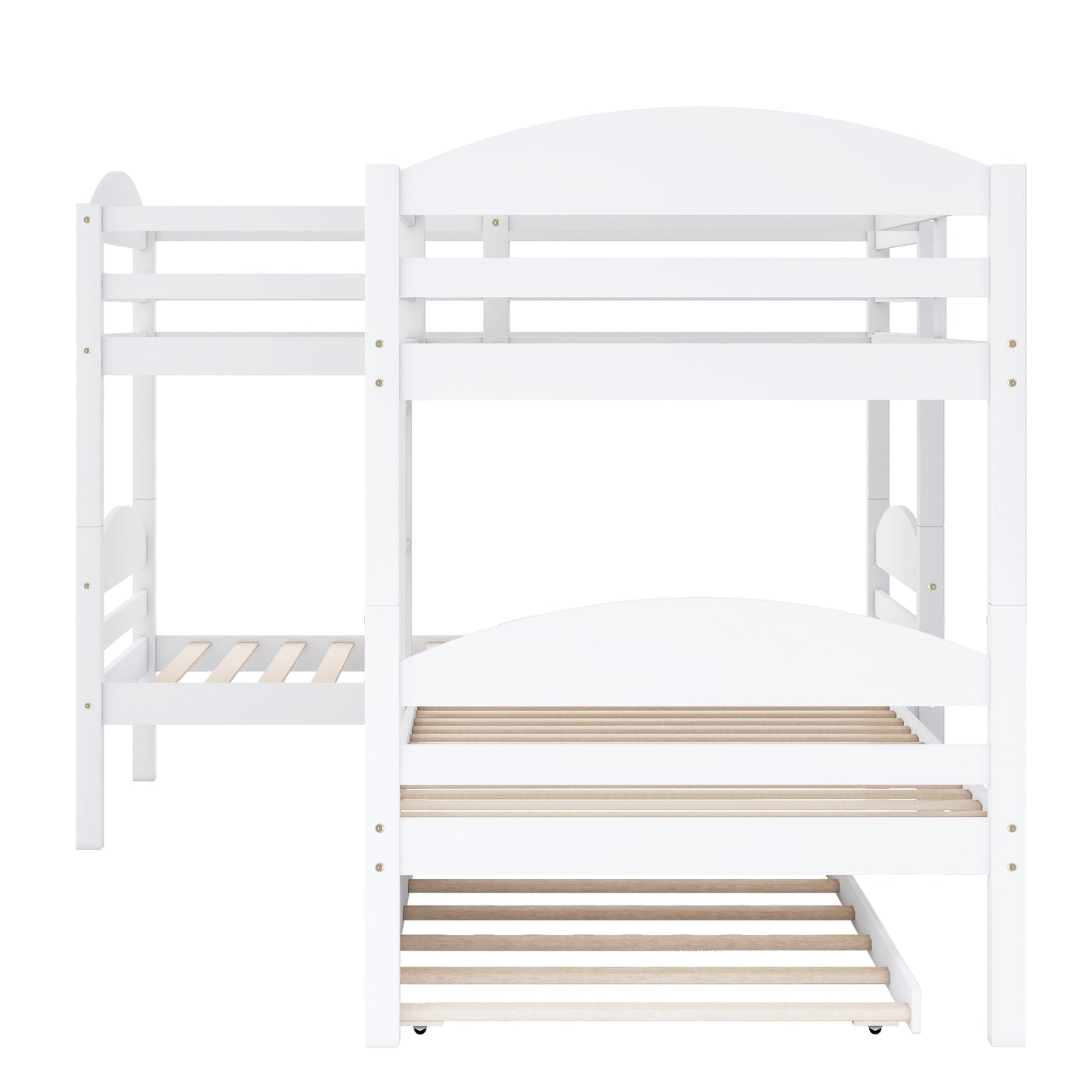 Twin L-Shaped Bunk bed with Trundle-White{OLD SKU:LT000024AAK} image 6
