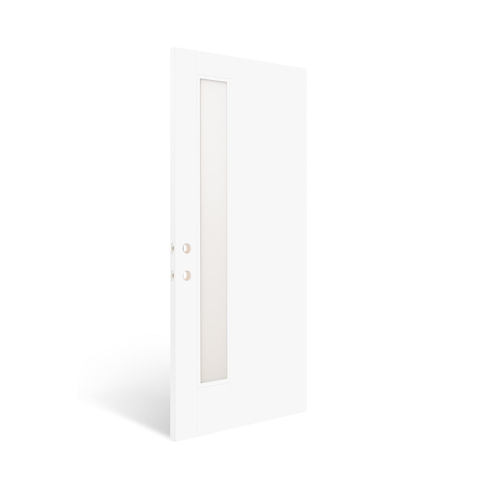 36"x80" Fiberglass Front Door with White 4-9/16" PVC Frame,Right-Hand Inswing Exterior Door with Brickmould,Contemporary minimalist smooth skin with frosted glass for Home Entrance,White image 6