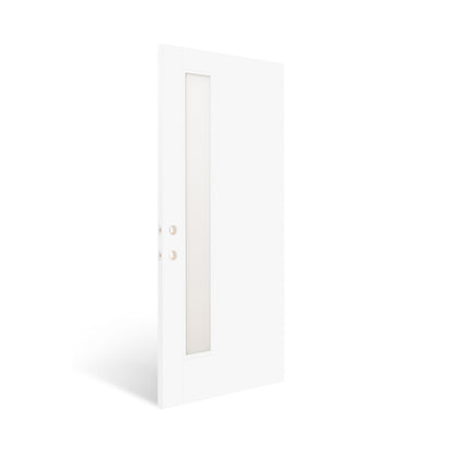 36"x80" Fiberglass Front Door with White 4-9/16" PVC Frame,Right-Hand Inswing Exterior Door with Brickmould,Contemporary minimalist smooth skin with frosted glass for Home Entrance,White image 6