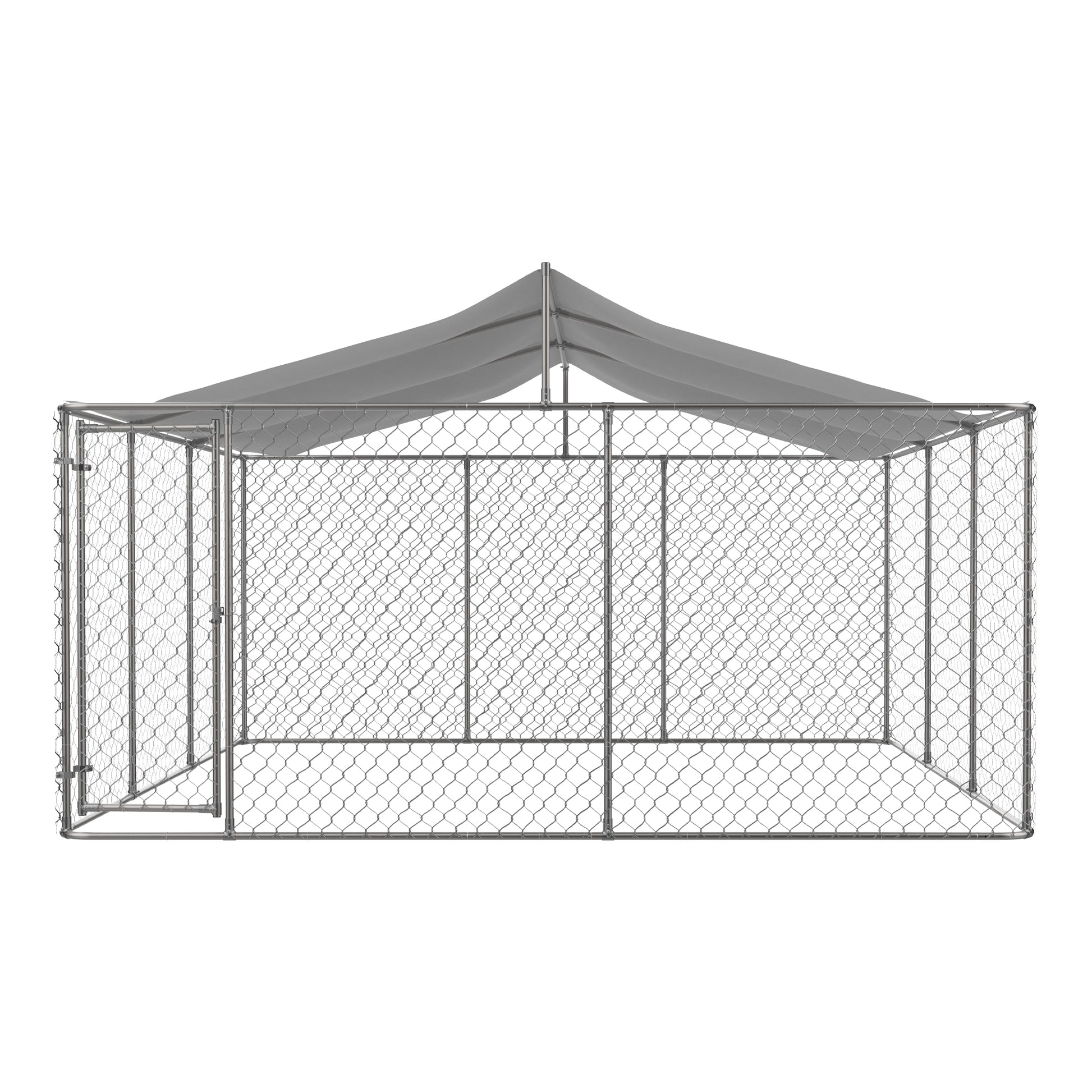 Heavy Duty Outdoor Dog Kennel 14.8x14.8x7.6 ft, Galvanized Chain Link Playpen with Waterproof Anti-UV Cover, Secure Lock, Large Exercise Pen for Puppy & Pets image 10