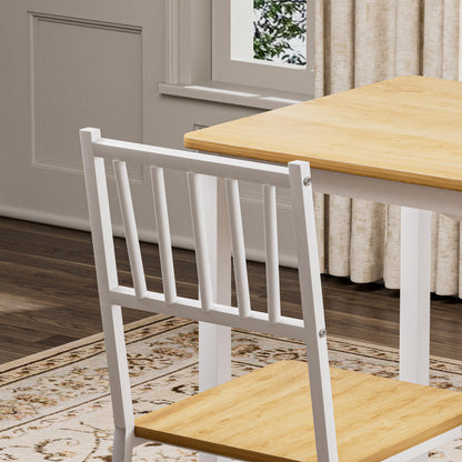 Dining Table Set, Bar Table with 2 Dining chairs, Kitchen Table Counter with Chairs, Industrial for Kitchen Breakfast Table, Living Room, Party Room,Natural and White,35.4″L x23.6″W x 29.7″H image 11