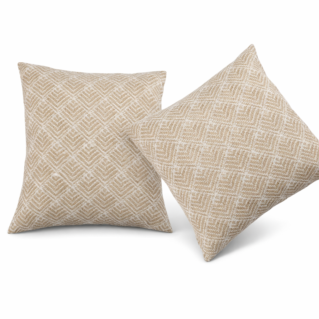 (same as W419P449832)2 Pack Outdoor Throw Pillows, Waterproof & Fade-Resistant Patio Cushions for Garden, Porch, Poolside Furniture - Soft & Comfortable Decorative (18x18 Inch, RHOMBUSBEIGE Fabrics) image 2