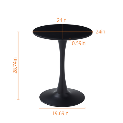 Black Round Dining Table,Modern Dining Table, Dining Table,MDF Tabletop and Iron Spray-Painted Matte Base,Oval Dining Table,Mid Century Coffee Table for Living Room 24 Inch,Home Kitchen,Small Places image 2