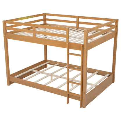 Wood Queen Size Bunk Bed with Ladder, Wood Color image 12