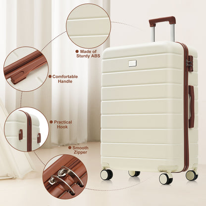 Travelpro Max 6-Piece Hardside Luggage Set with TSA Lock, 14/20/24/28 Inch Spinner Suitcase Set with Expandable Travel Duffel Bag & Waterproof Toiletry Kit, Adjustable Handle (ivory and brown) image 2