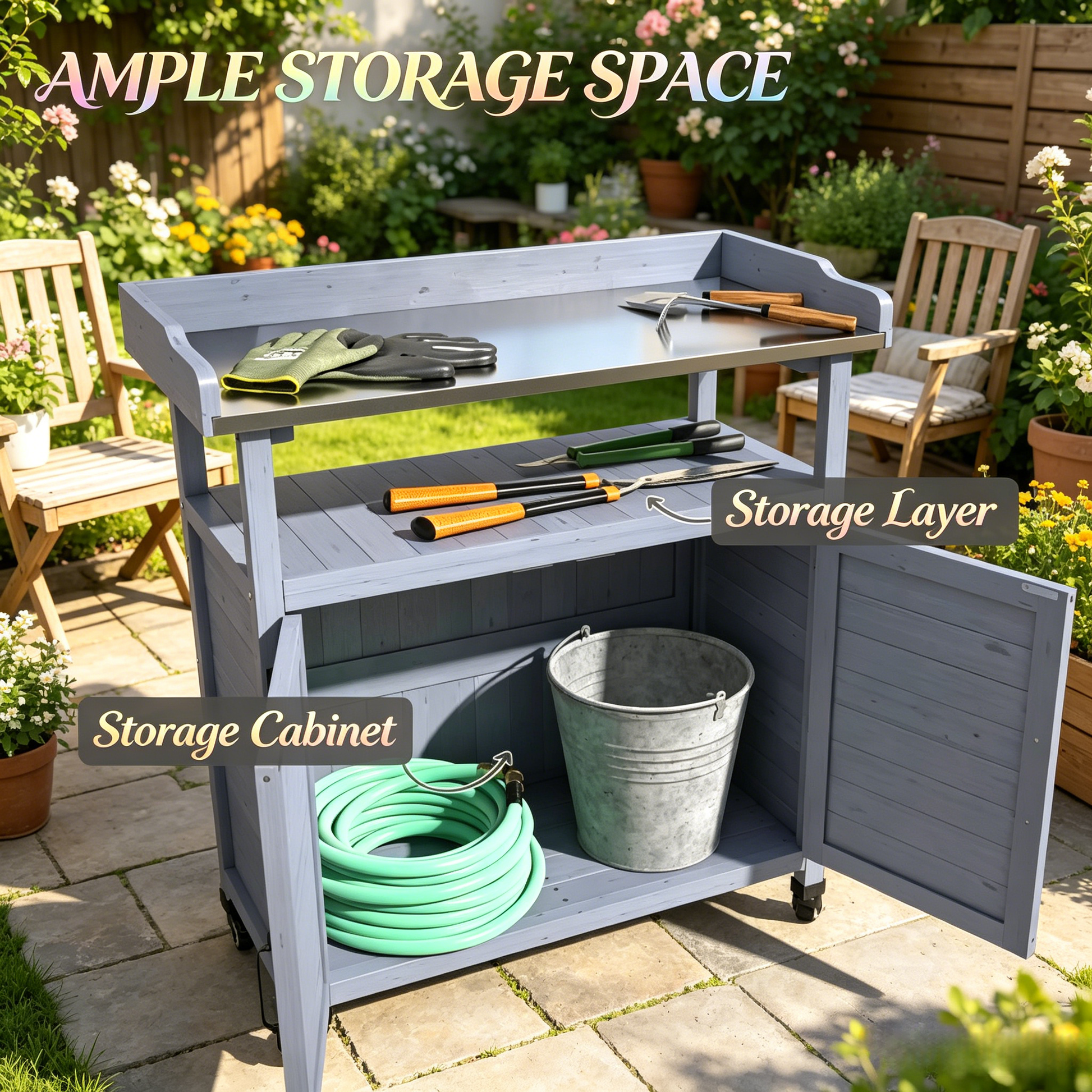 Backyard Storage Cabinet,Wooden Storage Cabinet,Patio Storage Cabinet,Outdoor Storage Cabinet image 4