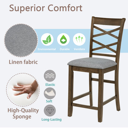 Dining Chairs Only, Wooden Counter Height Chairs Set of 4, Kitchen Chair with Padded Seat, Upholstered Counter Height Chair for Dining Room, Walnut image 7