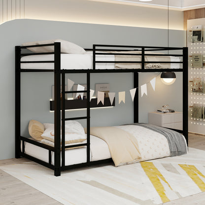 Metal Twin over Twin Bunk Bed/ Heavy-duty Sturdy Metal/ Noise Reduced/ Safety Guardrail,Black image 1