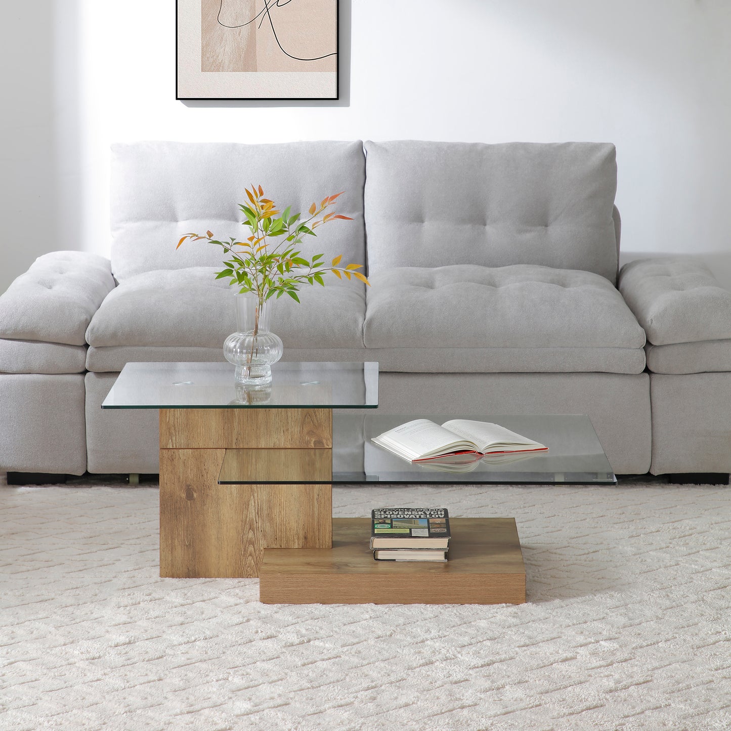 Glass Coffee Tables for Living Room Coffee Tables Modern 3 Tier Z shape Table Circle Coffee Table for Home Office image 1