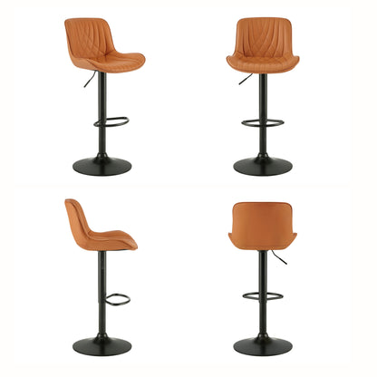 Kovyn Contemporary Adjustable Barstool with Faux Leather Swivel Seats, Set of 2, Camel image 9