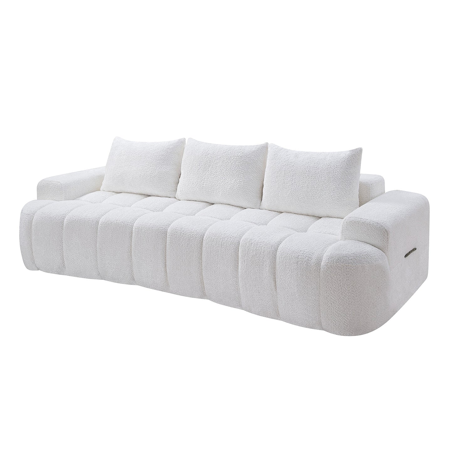 100" Extra Large Curved Front Compressed Sectional Sofa, 3-Seat Cloud-Like Boucle Couch with High Resilience Foam, Easy to Move & Ship, Modern Oversized Sofa for Living Room image 2