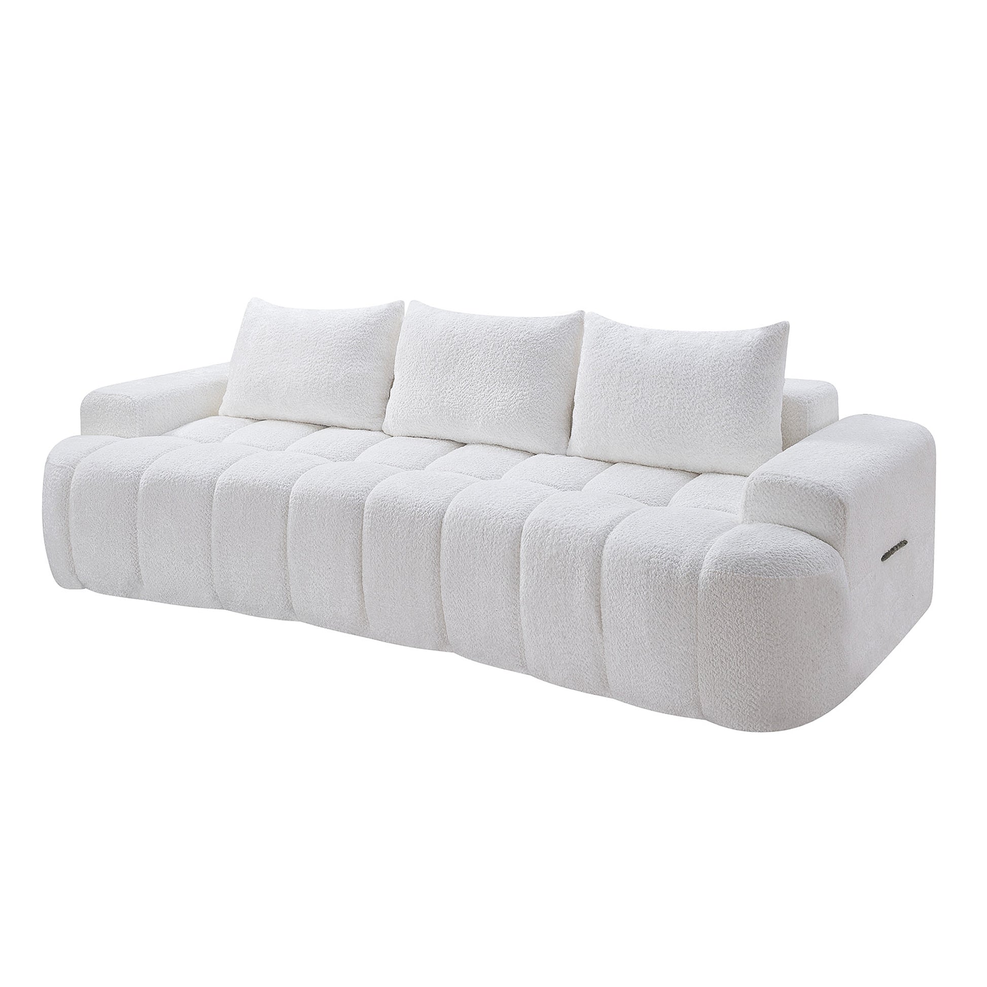 100" Extra Large Curved Front Compressed Sectional Sofa, 3-Seat Cloud-Like Boucle Couch with High Resilience Foam, Easy to Move & Ship, Modern Oversized Sofa for Living Room image 2