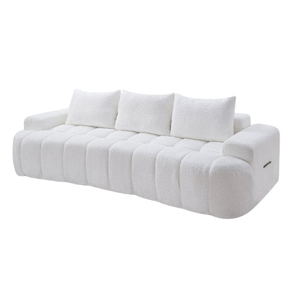 100" Extra Large Curved Front Compressed Sectional Sofa, 3-Seat Cloud-Like Boucle Couch with High Resilience Foam, Easy to Move & Ship, Modern Oversized Sofa for Living Room image 2