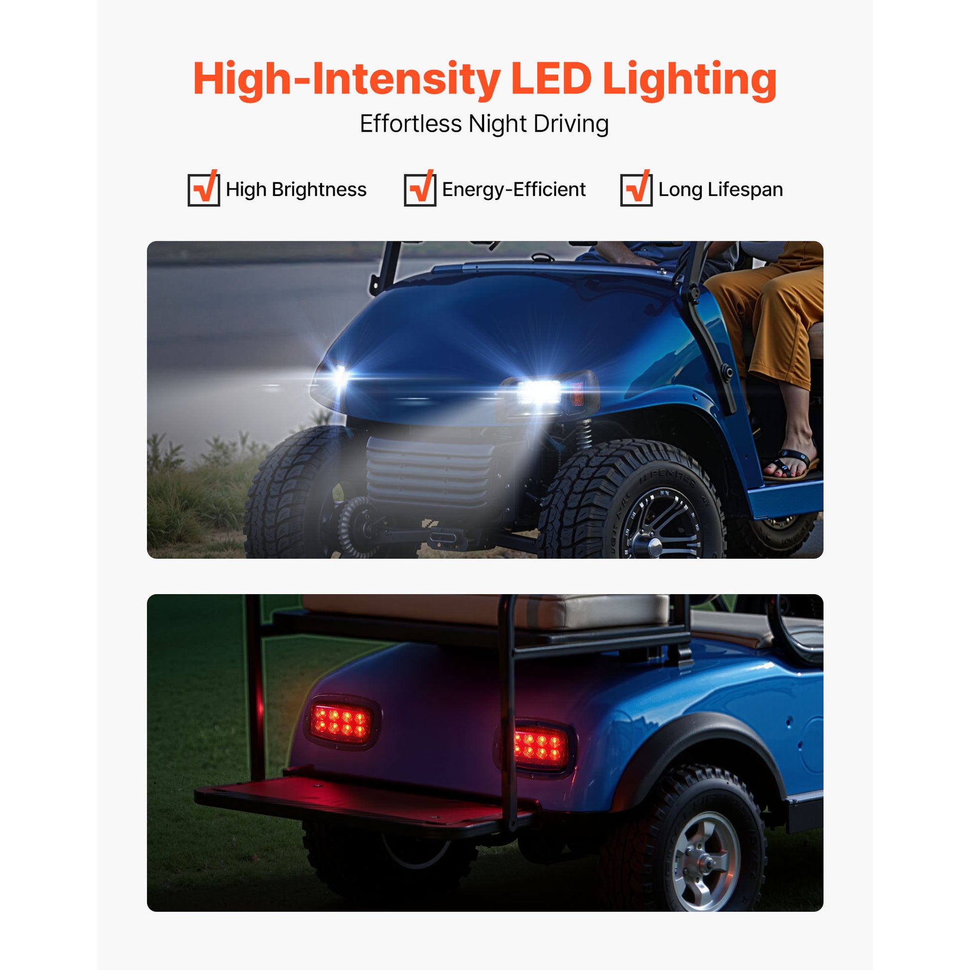 12 Volt Golf Cart LED Headlight Tail Light Kit For EZGO TXT 1996-2013 Models image 4