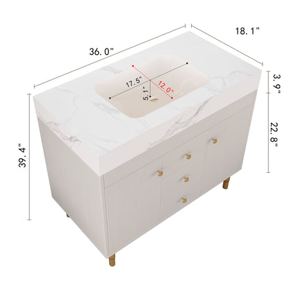 36 in Modern Free-standing Bathroom Vanity with Ceramic Sink & Ample Storage image 10