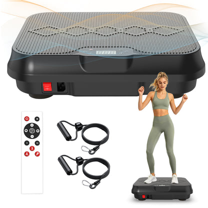 Vibration Plate Exercise Machine, Whole Body Workout Platform with Remote Control, Resistance Bands, Vibration Platform for Home Gym image 2
