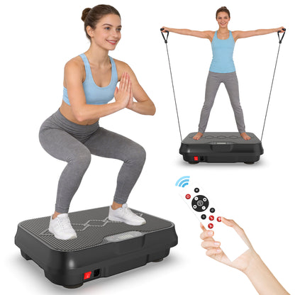 Vibration Plate Exercise Machine, Whole Body Workout Platform with Remote Control, Resistance Bands, Vibration Platform for Home Gym image 7