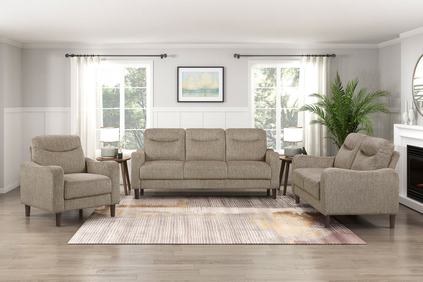 Contemporary Brown Sofa Chenille Fabric Upholstery Foam Comfort Solid Wood Living Room Furniture 1pc image 8