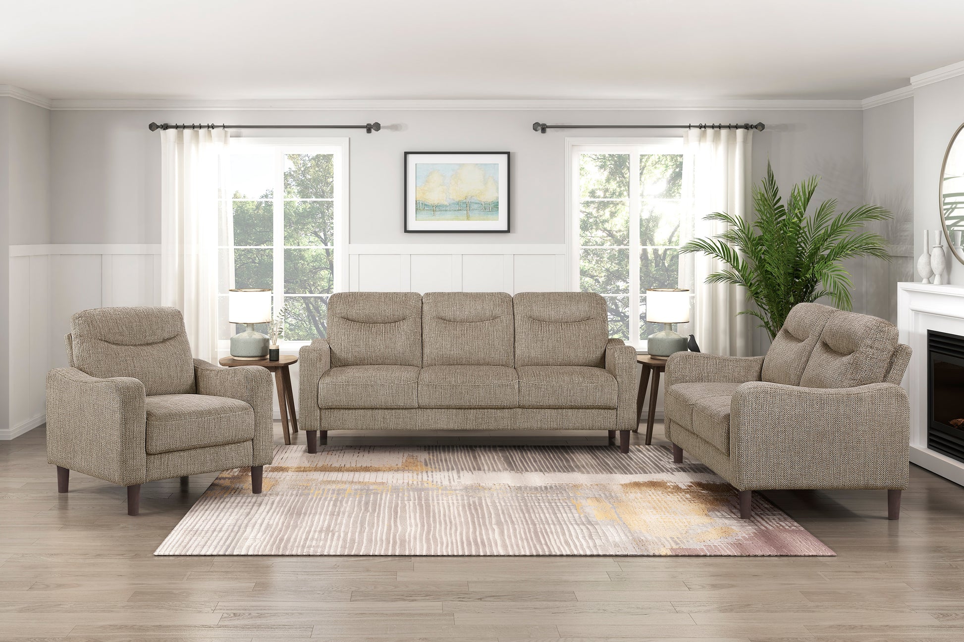 Contemporary Brown Sofa Chenille Fabric Upholstery Foam Comfort Solid Wood Living Room Furniture 1pc image 8
