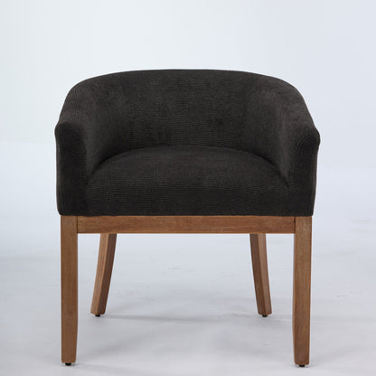 Mid Century Modern Upholstered Barrel Dining Chairs with Arms,Farmhouse Linen Kitchen & Dining Room Chairs with Natural Hardwood Frame, 19" W Accent Chairs,Single Pack,Charcoal Gray,SW1891BK image 2