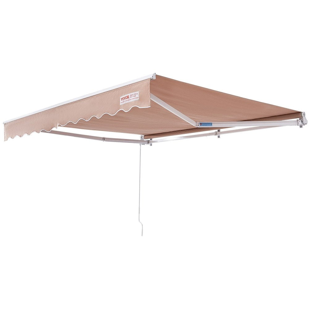 VEVOR Manual Retractable Awning, 12 x 10 ft Outdoor Patio Awning Retractable Sun Shade, Water-Resistant Polyester Patio Door Window Awning Sunshade Shelter with Crank Handle for Backyard, Balcony