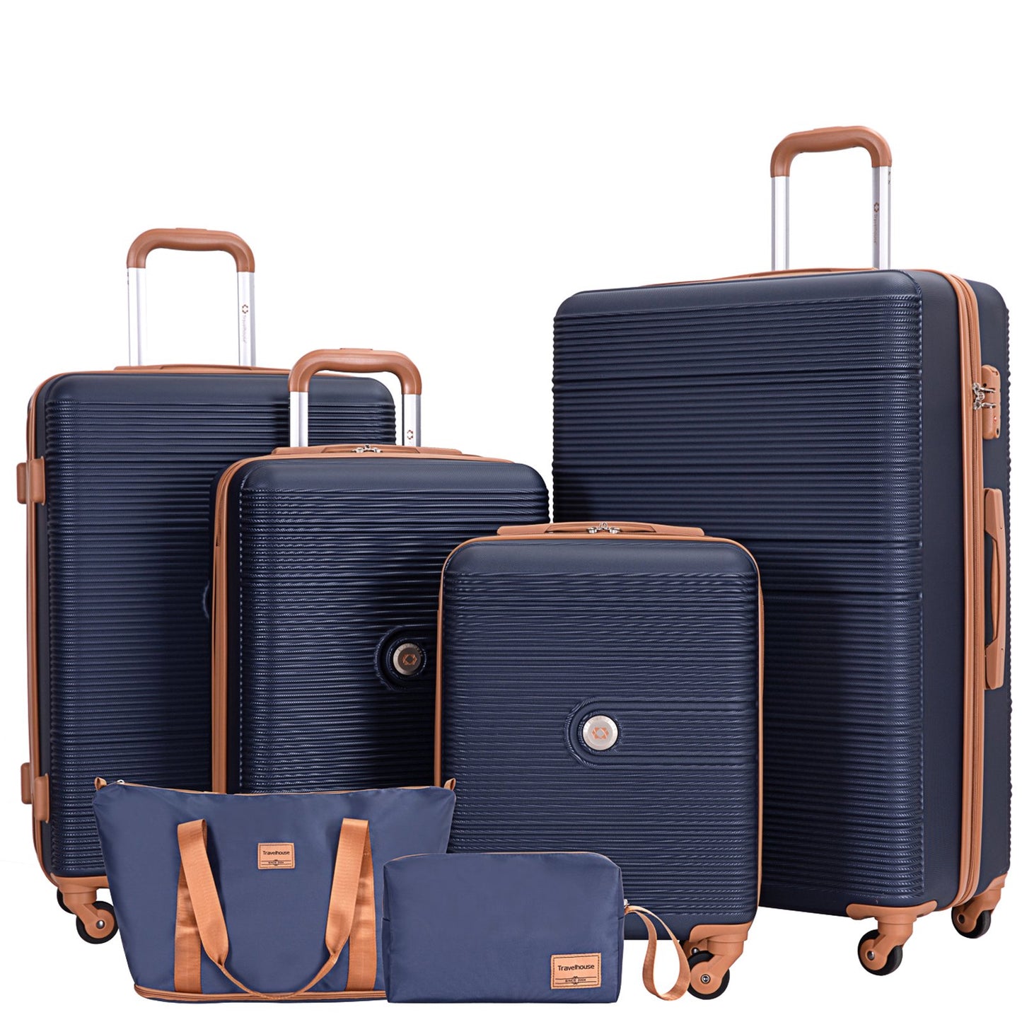 6 Piece Hardshell Luggage Set Hardside Lightweight Suitcase with TSA Lock Spinner Wheels BLUE image 1
