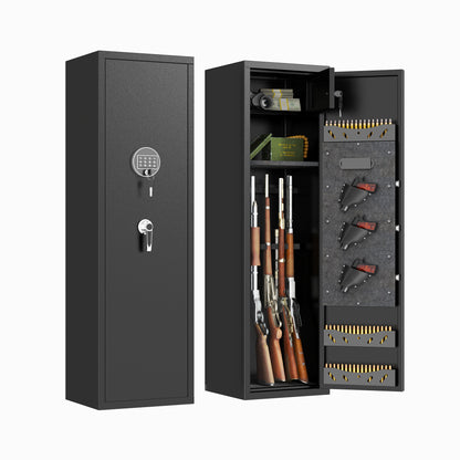 57" High Large Capacity Mechanical Gun Safe for Rifles & Handguns, Digital Password Lock, Built-In Independent Lock Box, Adjustable Shelves, Pre-Assembled No Assembly Required image 3