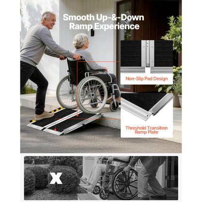Portable Wheelchair Ramp, 2FT, Non-Slip Aluminum Folding Handicap Ramp for Wheelchair, 800 lbs Capacity, Door Threshold Ramps for Home Steps, Stairs, Entry, Threshold, Doorways, Scooter, Curbs image 8