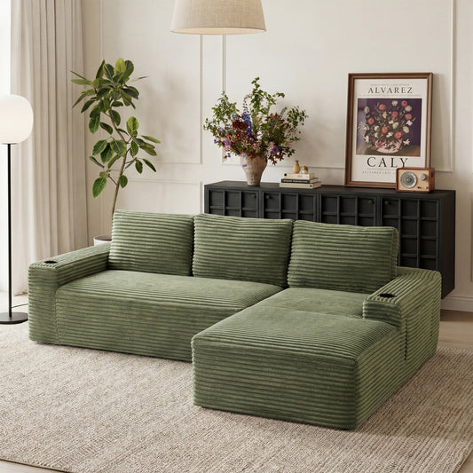 104 Inch Cloud Sectional Couch,Modern Modular Sectional Sofa with Deep Seat,Corduroy Boneless Couches with L-Shape Chaise for Living Room Bedroom,No Assembly Required image 1