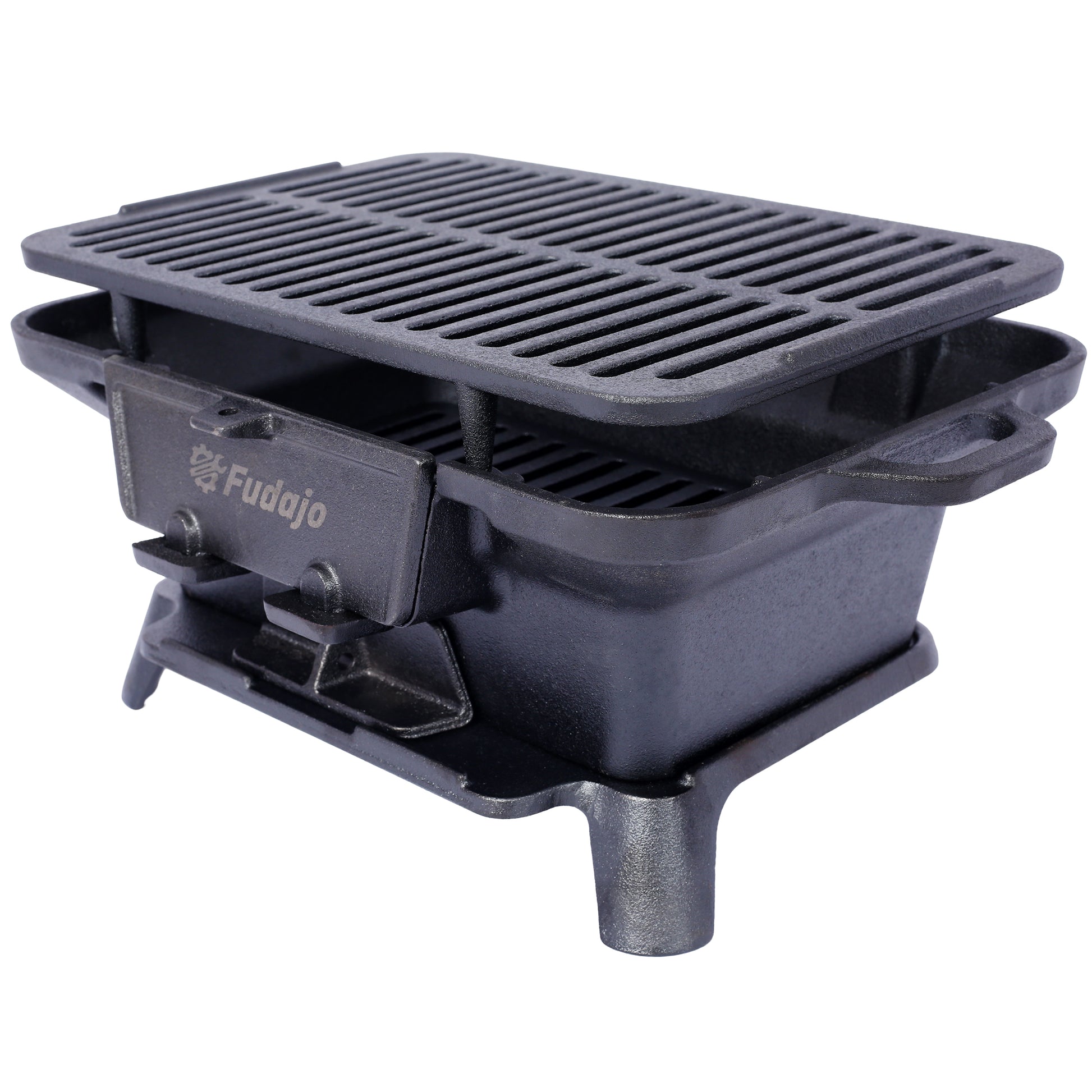 Oval Cast Iron Grill Outdoor, Portable Charcoal Grill and Tabletop Cast Iron Skillet - 100% Cast Iron, Durable, Small Charcoal Grill, Camping Stove, Hibachi Grill image 2
