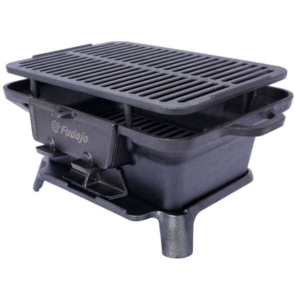 Oval Cast Iron Grill Outdoor, Portable Charcoal Grill and Tabletop Cast Iron Skillet - 100% Cast Iron, Durable, Small Charcoal Grill, Camping Stove, Hibachi Grill image 2