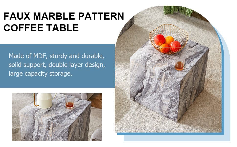 Elevate your living space with this modern MDF coffee table, which showcases gray textured patterns. It is characterized by stylish design. image 7