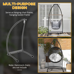Outsunny Hammock Chair Stand, C Shape Hanging Heavy Duty Metal Frame Hammock Stand for Hanging Hammock Porch Swing Chair, Indoor & Outdoor Use, Black