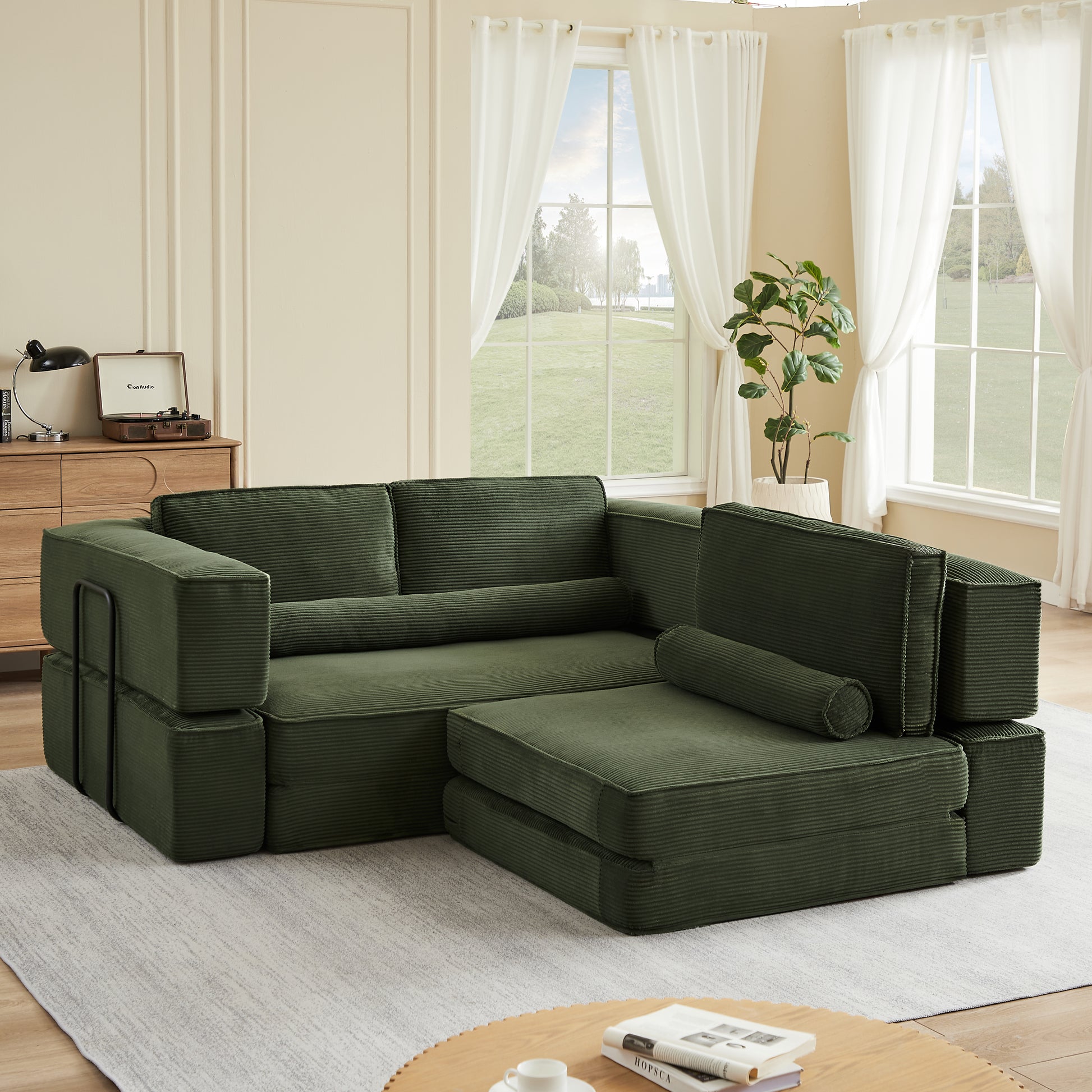 Large modern corduroy sofa can be freely combined, suitable for living room, parent-child castle, building block sofa image 4