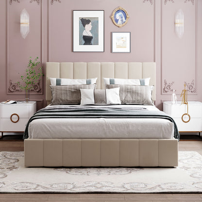 Queen size Upholstered Platform bed with a Hydraulic Storage System - Beige(OLD SKU: LP000211AAA) image 3