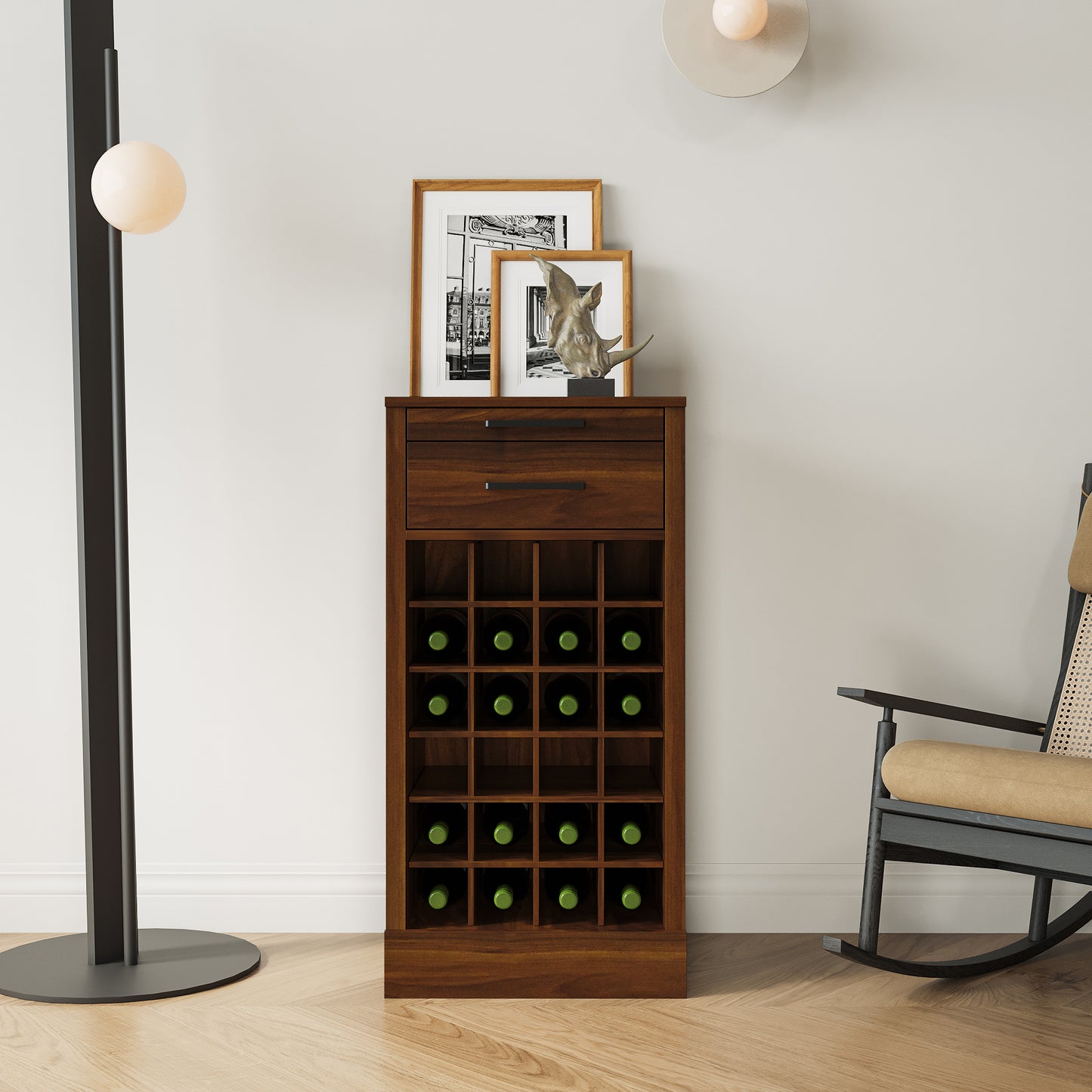 brown walnut color modular 24 wine bar cabinet Buffet Cabinet image 1