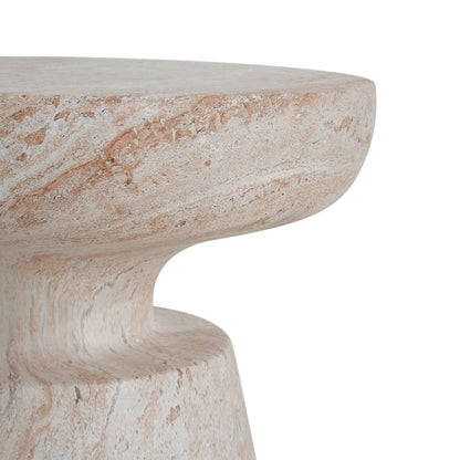 Outdoor/Indoor Lightweight Concrete Side Table,Travertine Finish image 7