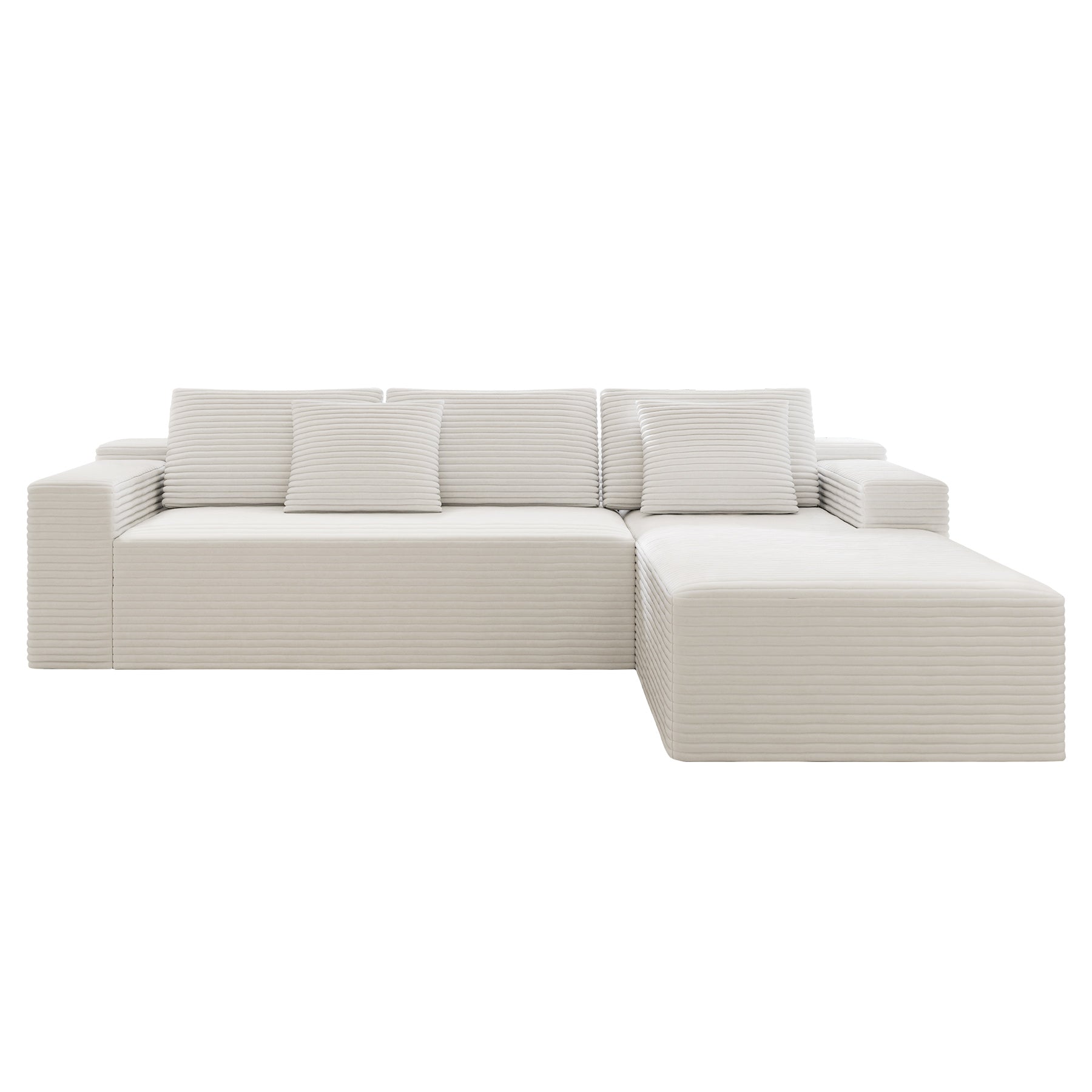 104.3*68.9"Modular sectional sofa seat,Upholstered compressed couch for living room,Bedroom,Apartment,No assembly required,2PC free combination,Plush corduroy fabric,WHTIE image 7