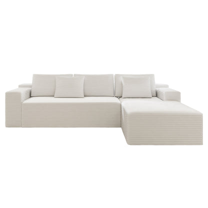 104.3*68.9"Modular sectional sofa seat,Upholstered compressed couch for living room,Bedroom,Apartment,No assembly required,2PC free combination,Plush corduroy fabric,WHTIE image 7