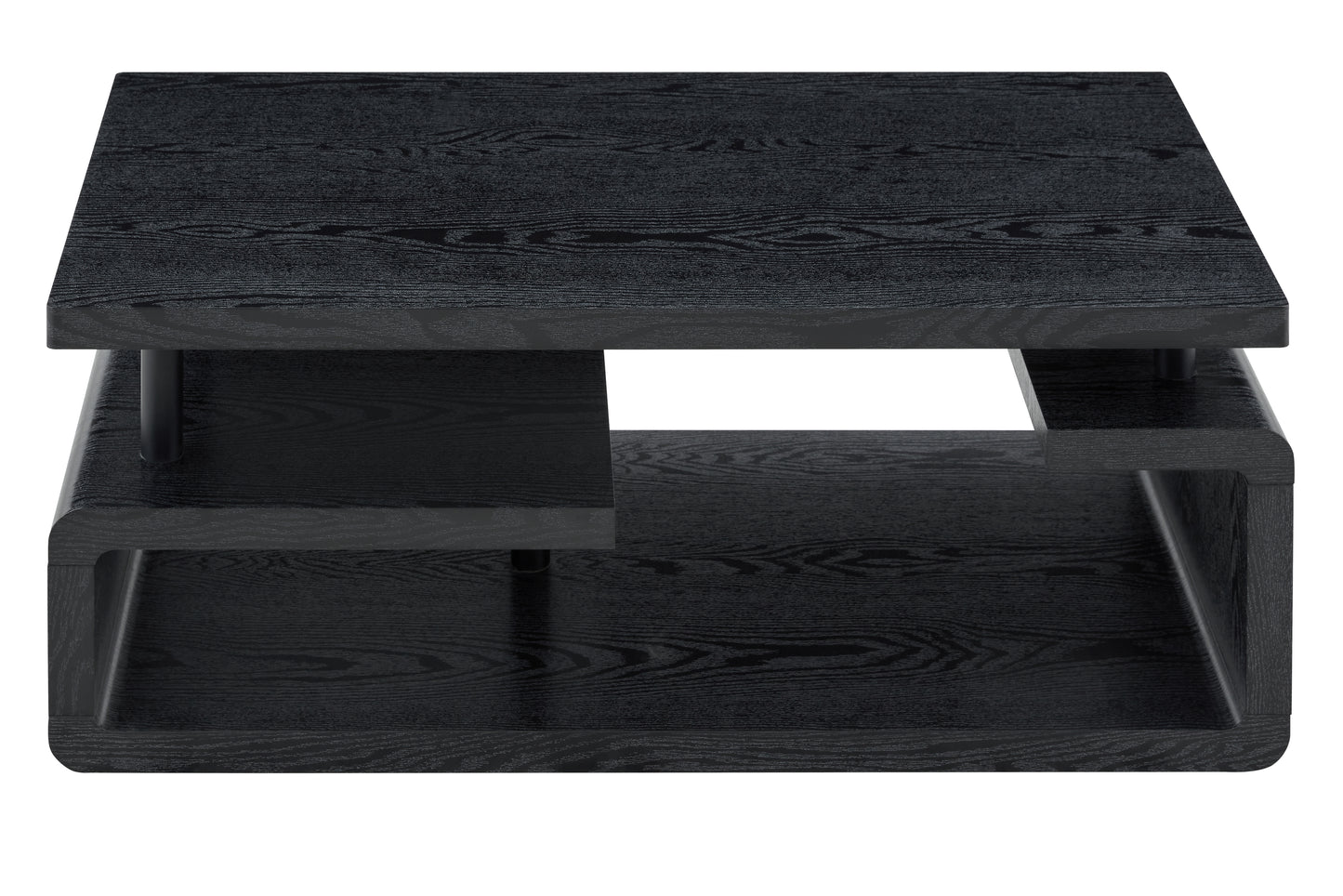 Three-Tier MDF Coffee Table with Black Wood Grain Finish, Modern Multi-Layer Storage Coffee Table Sturdy Frame for Living Room Office image 11