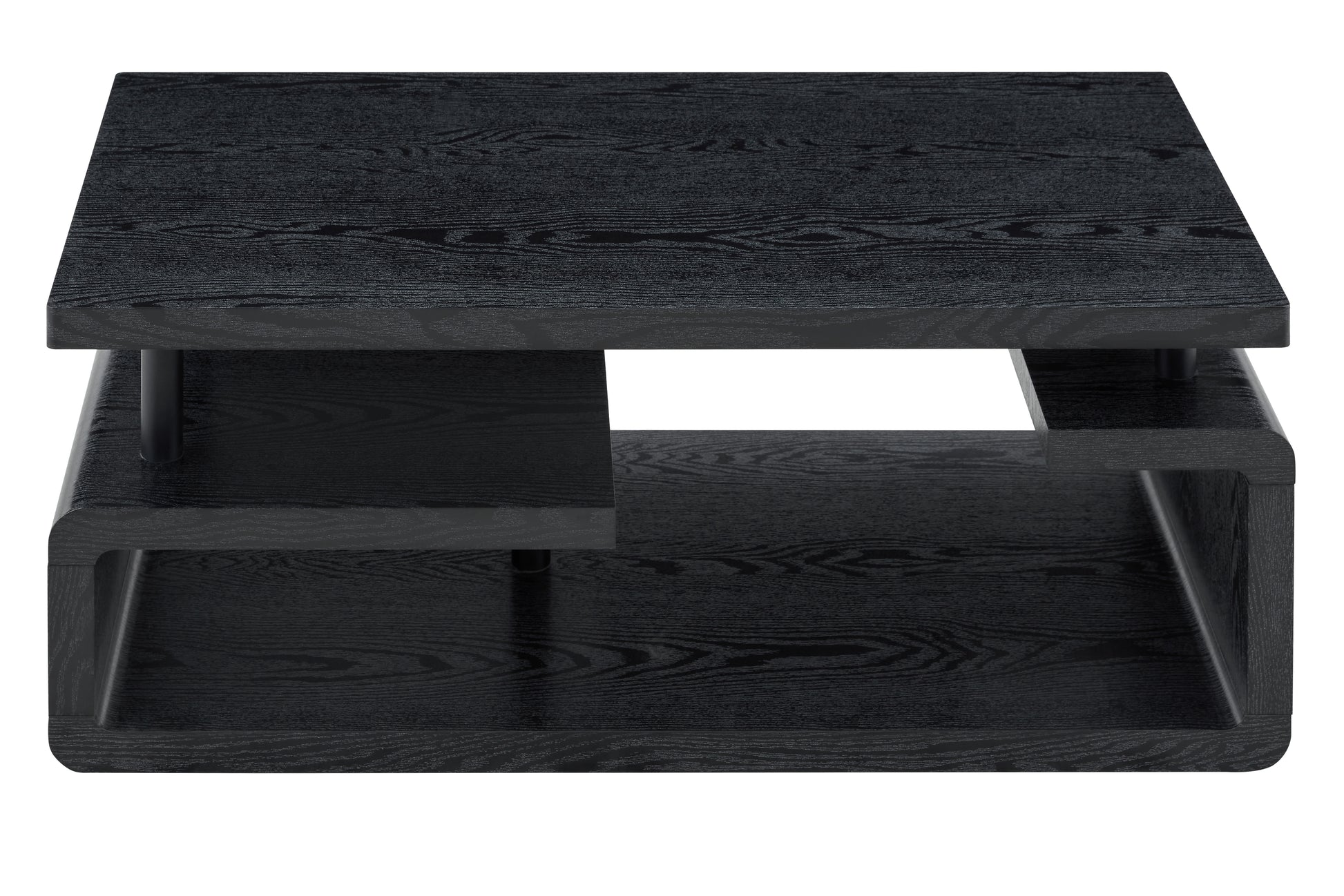 Three-Tier MDF Coffee Table with Black Wood Grain Finish, Modern Multi-Layer Storage Coffee Table Sturdy Frame for Living Room Office image 11